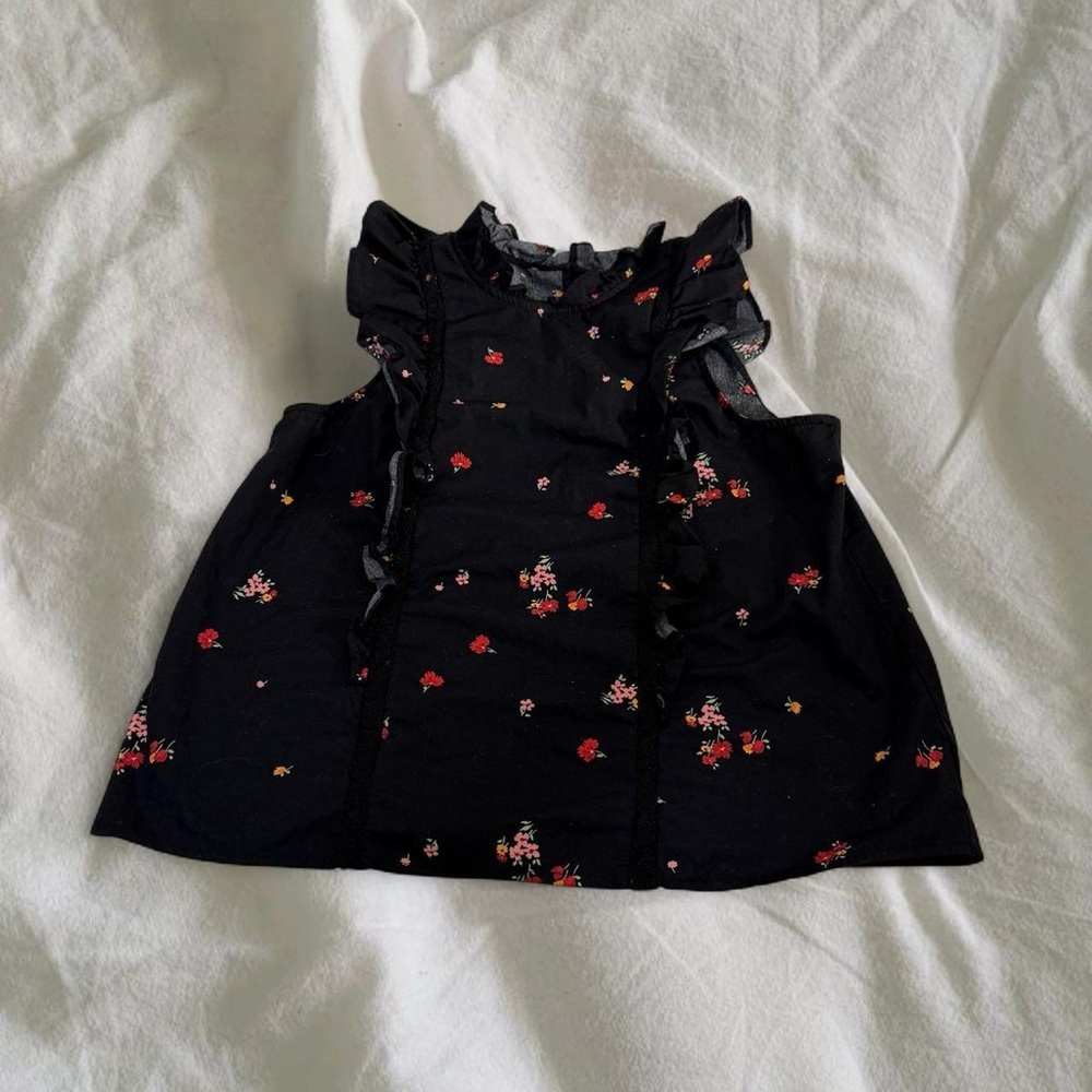 Who What Wear Black Floral Blouse